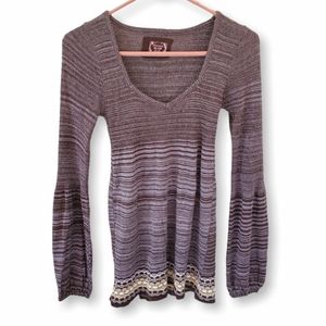 Decree Indie/Boho Chic Long Sleeve Embroidered Top